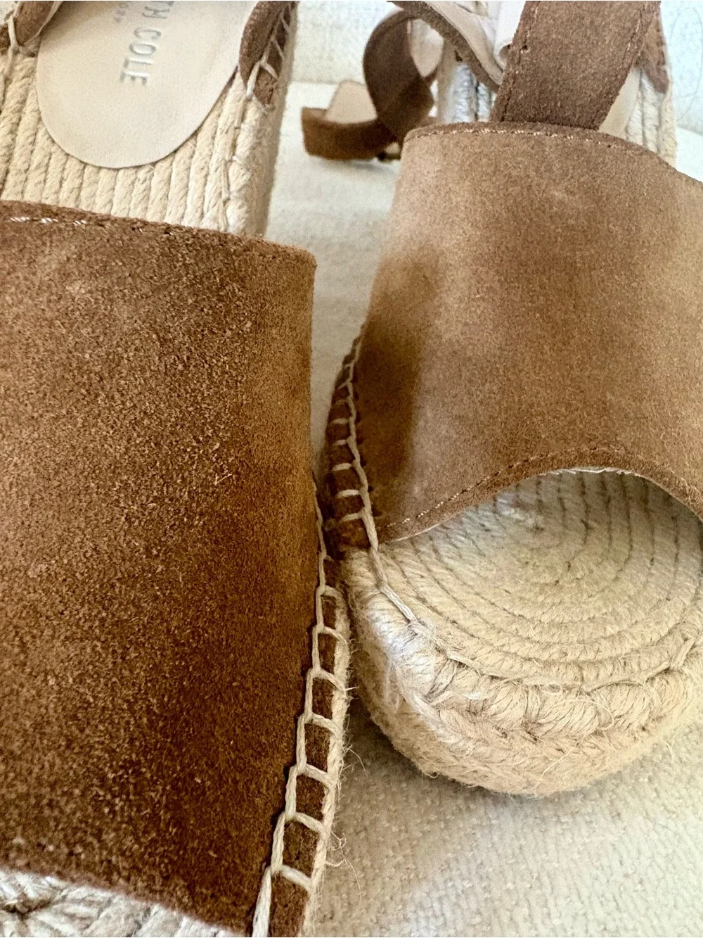 Kenneth Cole Brown Suede Espadrille Wedge Sandals with Ankle Strap